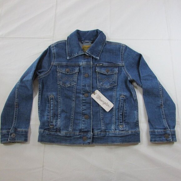 Wrangler Girl's Medium Long Sleeve Denim Trucker  Jean Jacket - Med Wash - Picture 1 of 4